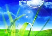холмики, зеленый газон, свет, windows vista