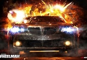 Wheelman, взрыв, желтый неон, синие огни, коррозия