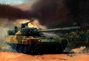 война, танк, дым, взрывы