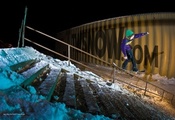 Snowboarding, перила, лестница