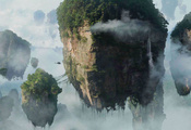 Avatar, острова, скалы, облака, зелень