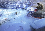 Snowboard, сноубординг, сноубордист, трасса, спуск, домик, база, подъемник, зима, снег, горы