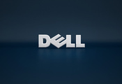 dell, логотип, фон, Синий, обои, фон