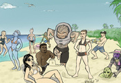 Mass effect, море, sea, sand, песок, команда, crew on vacation, экипаж