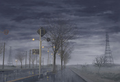 Rainy day, проливной, япония, густые, небо, дождь, тучи