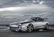 Toyota Supra, Тойота Супра, Спорткар, Купе, Серебристый, Солнце, Небо
