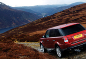 Красный, горы, land rover