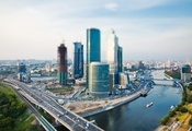 дороги, москва-сити, река, город, Москва