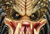 Predator, Хищник, Охотник, Воин, Голова, Клыки, Глаза, Макро