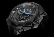 часы, стрелки, черный фон, corum, бренд