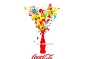 кока-кола, белый фон, the coke side of life, цвета, улыбка, бабочка, птица человек, гитара, собака, воздушный шар, сноубордист