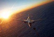Tu-160, самолет, солнце, облока