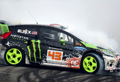 fiesta, sportcar, ken block, gymkhana, tuning, drift, monster energy, Ford, smoke