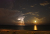 молния, Луна, мексиканский залив, anna maria island, florida