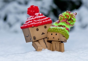 мороз, Коробка, danbo, снег, зима, шапки