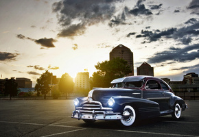 чёрный, Pontiac, streamliner 8, стримлайнер, небо, понтиак, black