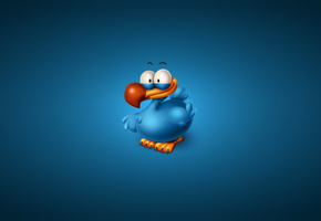 titto the dodo, минимализм, Птица, синий фон