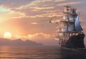 море, драконы, dragon eternity, драконы вечности, Арт, корабль