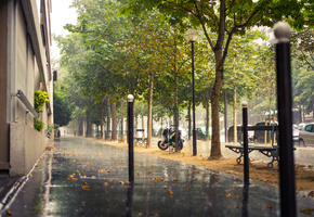 дождь, франция, город, улица, тротуар, париж, france, Paris